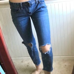 Free people, distressed denim crop jeans